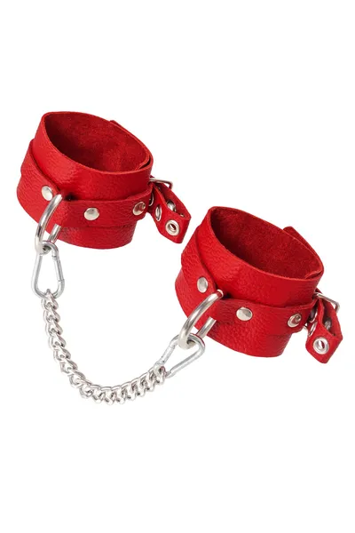 Pecado BDSM okovi, mekani sa ušicama, prirodna koža, crveni