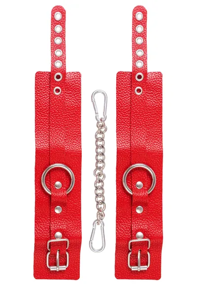 Pecado BDSM okovi, mekani sa ušicama, prirodna koža, crveni