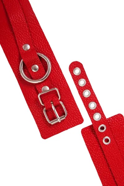 Pecado BDSM okovi, mekani sa ušicama, prirodna koža, crveni