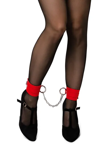 Pecado BDSM okovi, mekani sa ušicama, prirodna koža, crveni