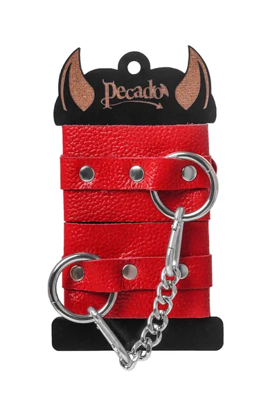 Pecado BDSM lisice, meke sa ušicama, prirodna koža, crvena