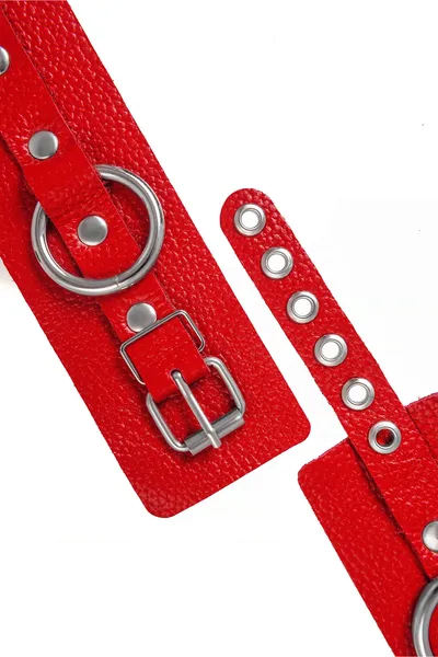 Pecado BDSM lisice, meke sa ušicama, prirodna koža, crvena