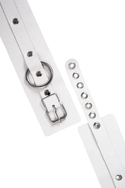 Pecado BDSM okovi, mekani sa ušicama, prirodna koža, beli