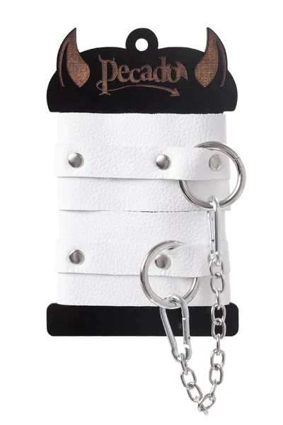 Pecado BDSM okovi, mekani sa ušicama, prirodna koža, beli