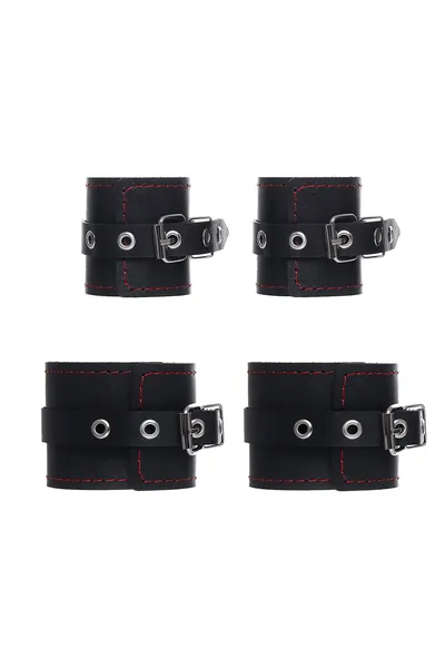 Bondažnый skup kada je greh ušao BDSM, 4 tačke fixacije, rasporka, lisice, okovi, prirodna koža, crna