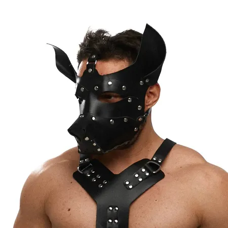 Crna kožna maska pas