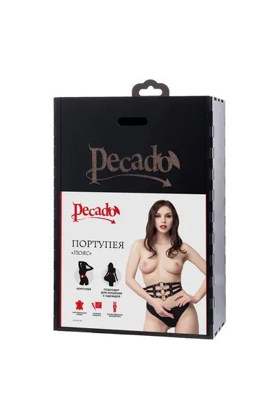 Pecado BDSM pojas, sa prstenovima, koža, crna