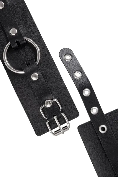 Pecado BDSM lisice, debela koža sa ušicama, prirodna koža, crna