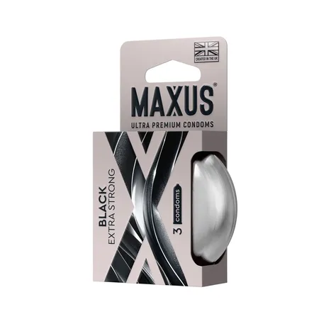 Черные утолщенные презервативы maxus extra strong с железным кейсом