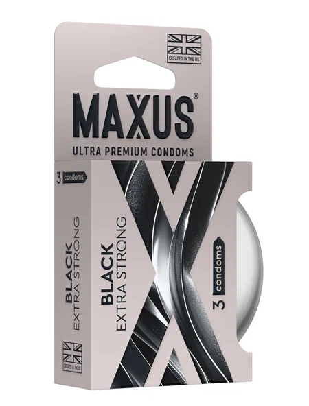 Черные утолщенные презервативы maxus extra strong с железным кейсом
