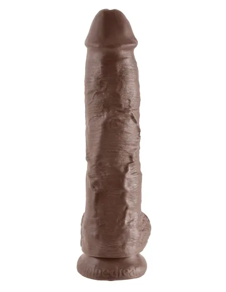 Veliki smeđi dildo sa skrotumom 10 Cock vith Balls na usisnoj čaši-25,4 cm.