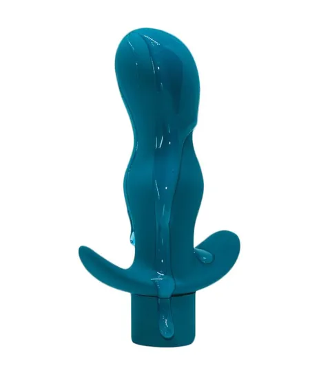 Tirkizni Analni čep sa Satisfaction vibracijom - 11,5 cm.