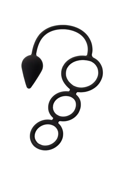 Erotist Analni čep sa erekcionim prstenom, silikon, crni, 20 cm, Ø 3 cm