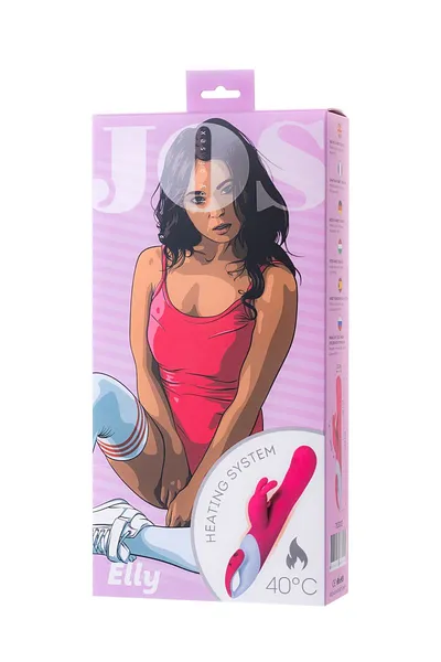 Jos Elli vibrator sa klitorisnim stimulatorom, zagrejan, silikon, roze, 21,5 cm