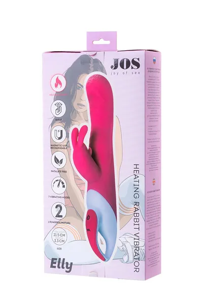 Jos Elli vibrator sa klitorisnim stimulatorom, zagrejan, silikon, roze, 21,5 cm