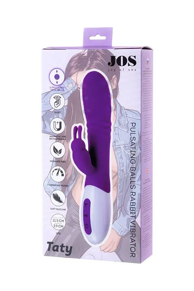 Jos tati klitoralni stimulans vibrator C sa pulsirajućim kuglicama, silikon, ljubičasta, 21,5 cm