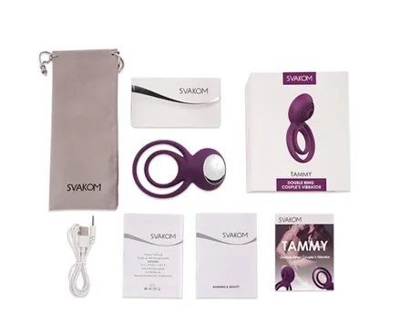 Svakom Tammi ljubičasta erekcija vibracioni prsten sa skrotalnim pothvatom i stimulatorom pupčane vrpce