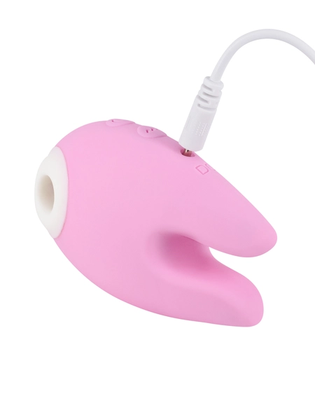 Ružičasti silikonski vibrator sa vakuumskom talasnom stimulacijom