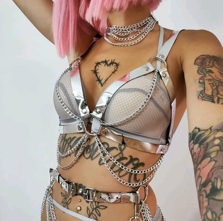 Portupea sa lancima srebrni zlatni zrcalni pojas sa Gogo lancima