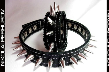 MUŠKA OGRLICA SPIKE ( PRIRODNA KOŽA)