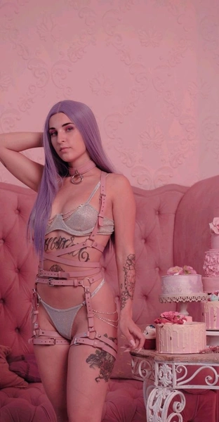 Garters pink od prave kože za Gogo ples