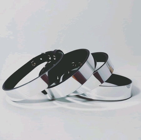 Choker ogrlica ogledalo sa kristalom od prave kože za zabavu