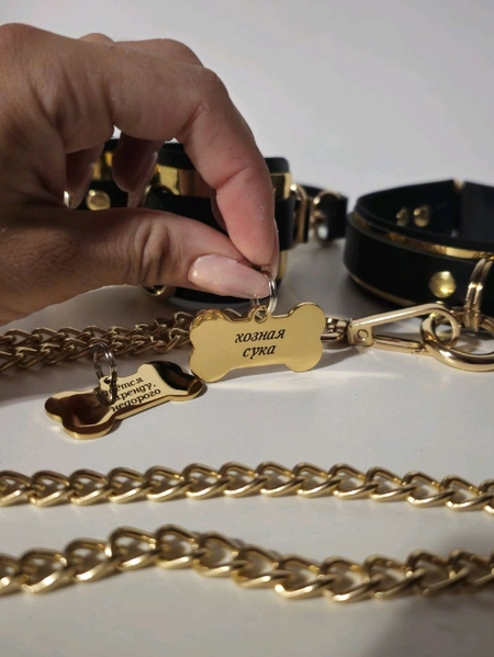 Ogrlica i lisice kožno ogledalo srebro / zlato za zabavu