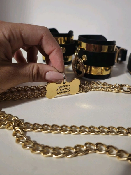 Ogrlica i lisice kožno ogledalo srebro / zlato za zabavu