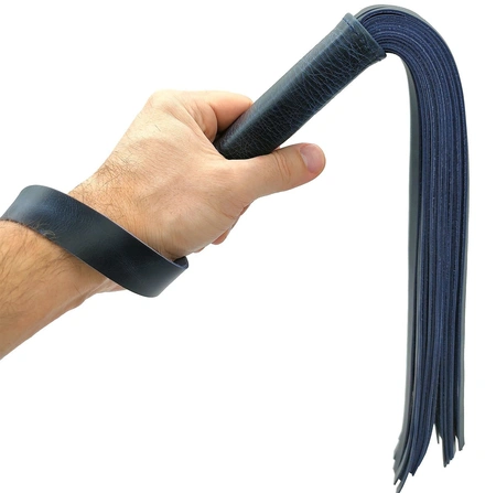 Tamnoplava kožna pletenica flogger za BDSM (BDSM bič za igre)