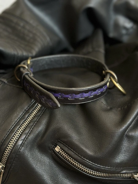 BDSM ogrlica od prave reljefne kože