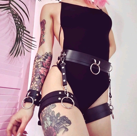 Vezni pojas lisice koža garthers bdsm komplet od prave kože