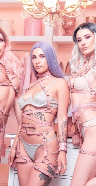 Garters pink od prave kože za Gogo ples