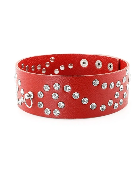 Bdsm ogrlica od crvene kože 18 + za igranje uloga