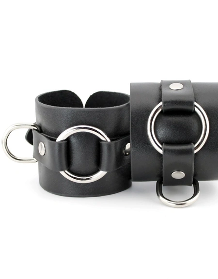 Bdsm lisice od kože sa prstenom