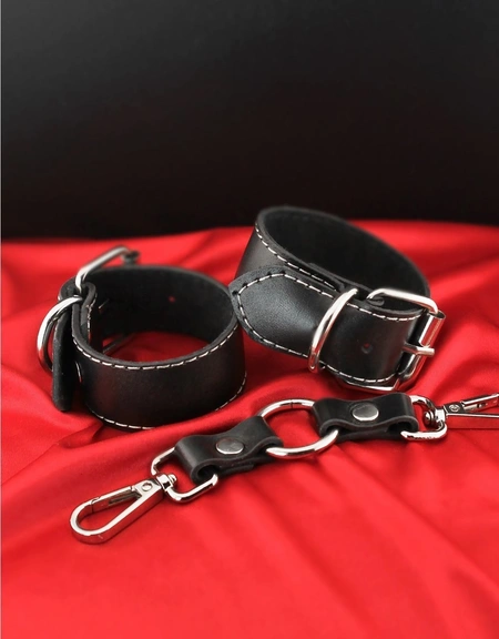 Lisice kožni bdsm sa ukrasnim šavovima