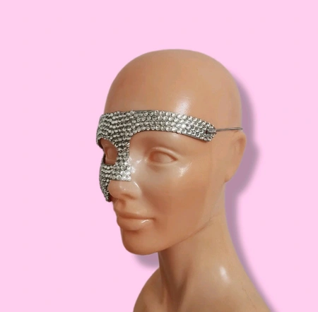 Karnevalska maska od kamenčića Srebrna muška ženska berningmen