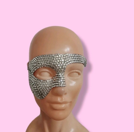 Karnevalska maska od kamenčića Srebrna muška ženska berningmen