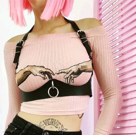 Kožni korzet ispod grudi portupea sa lancima Gartera sa lancem pojas