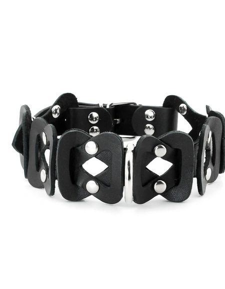 Erotska ogrlica od kožne pletenice sa povodcem