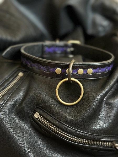 BDSM ogrlica od prave reljefne kože