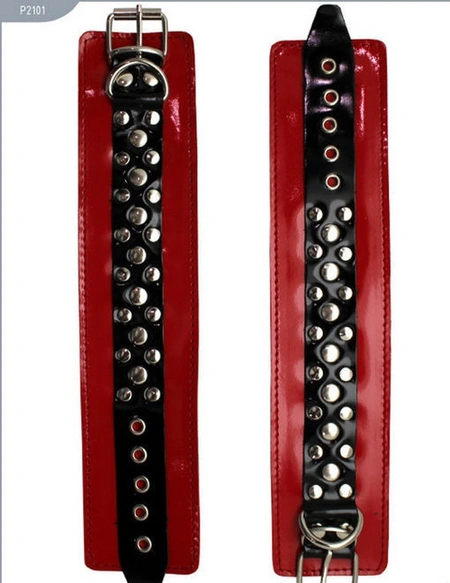 BDSM set klasika crveni lak (okovratnik, ponoji, narukvice)