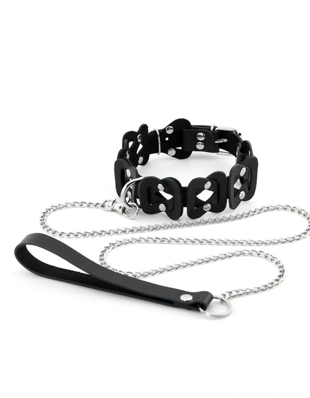 Erotska ogrlica od kožne pletenice sa povodcem