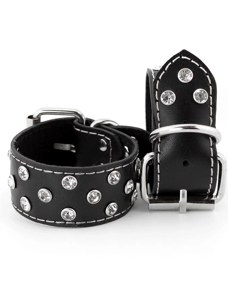 Kožne lisice sa rhinestones