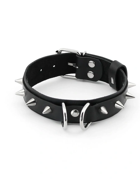 Replika proizvoda bdsm kožna ogrlica sa kratkim metalnim šiljcima