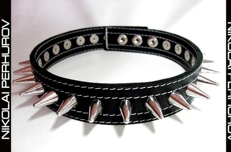 MUŠKA OGRLICA SPIKE ( PRIRODNA KOŽA)