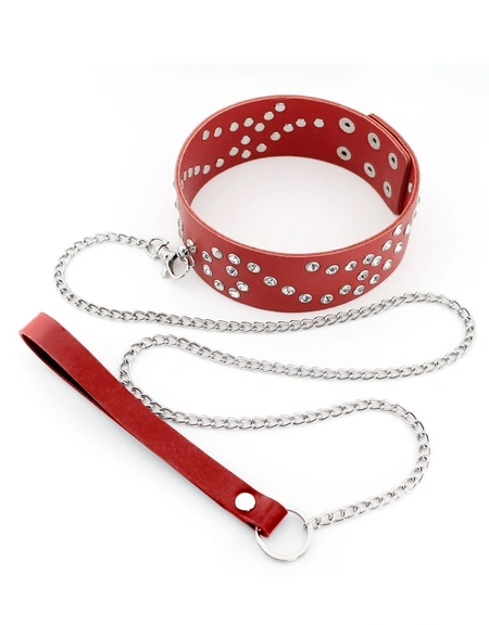 Bdsm ogrlica od crvene kože 18 + za igranje uloga