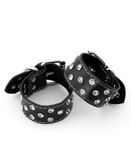 Kožne lisice sa rhinestones