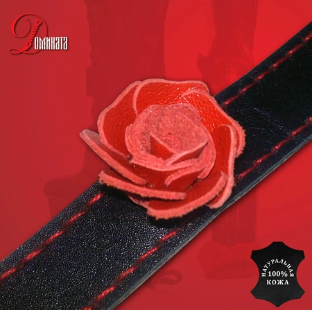 Choker za vrat ženska koža sa ružom Crvena ruža, D18