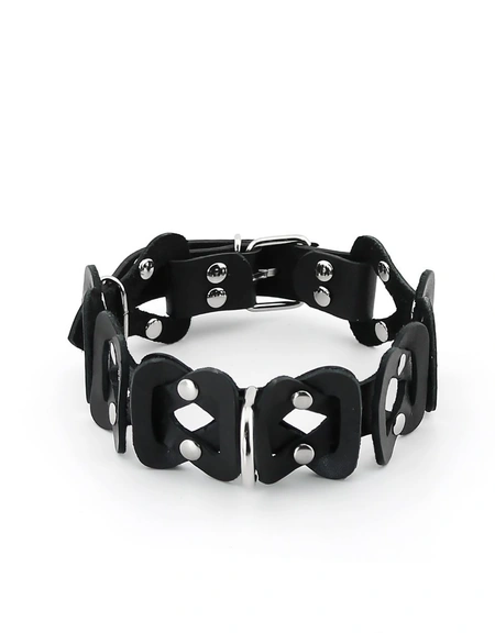 Erotska ogrlica od kožne pletenice sa povodcem