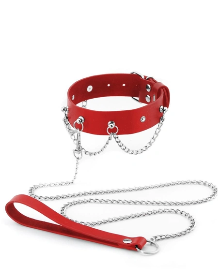 Ogrlica od erotske kože BDSM sa lancima i rhinestones